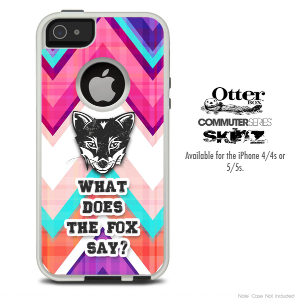 What Does The Fox Say Pink & Blue V1 Chevron Skin For The iPhone 4-4s or 5-5s Otterbox Commuter Case