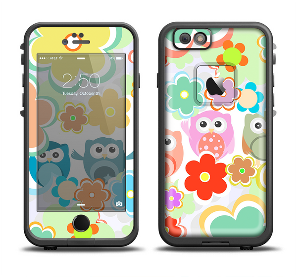 The Fun-Colored Cartoon Owls Apple iPhone 6/6s LifeProof Fre Case Skin Set