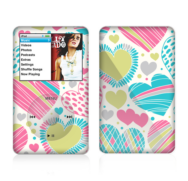 The Fun Colored Vector Pattern Hearts Skin For The Apple iPod Classic