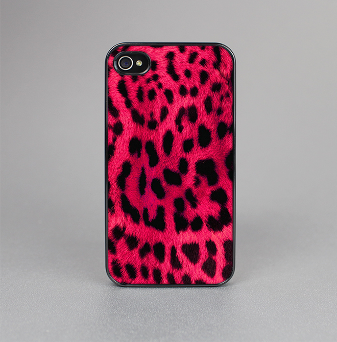 The Fuzzy Real Pink Leopard Print Skin-Sert for the Apple iPhone 4-4s Skin-Sert Case