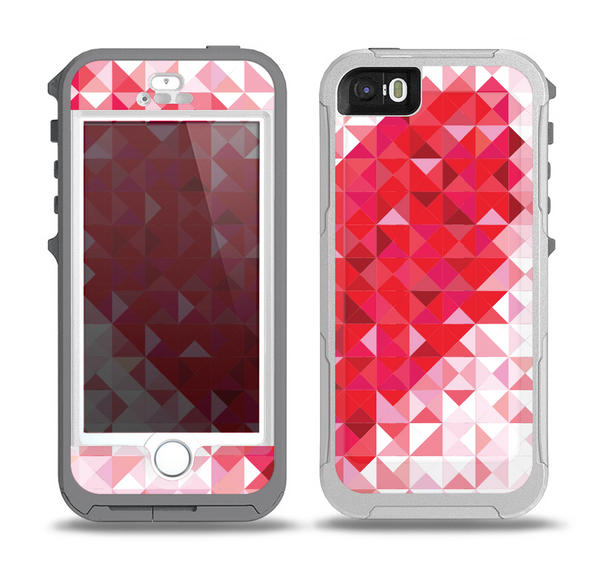 The Geometric Faded Red Heart Skin for the iPhone 5-5s OtterBox Preserver WaterProof Case