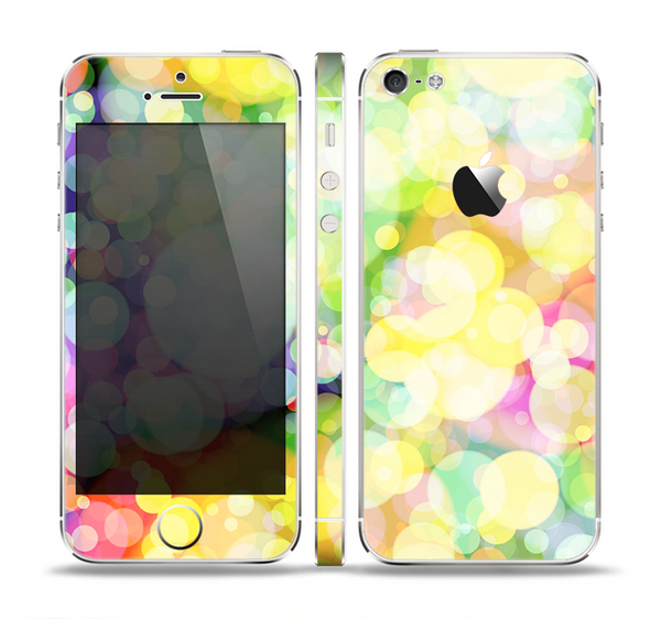 The Glistening Colorful Unfocused Circle Space Skin Set for the Apple iPhone 5