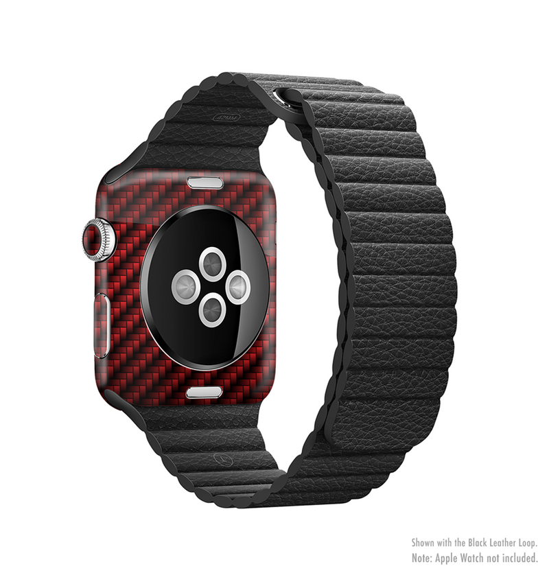 The Glossy Red Carbon Fiber Full-Body Skin Kit for the Apple Watch