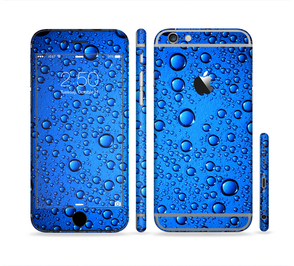 The Glowing Blue Vivid RainDrops Sectioned Skin Series for the Apple iPhone 6s Plus