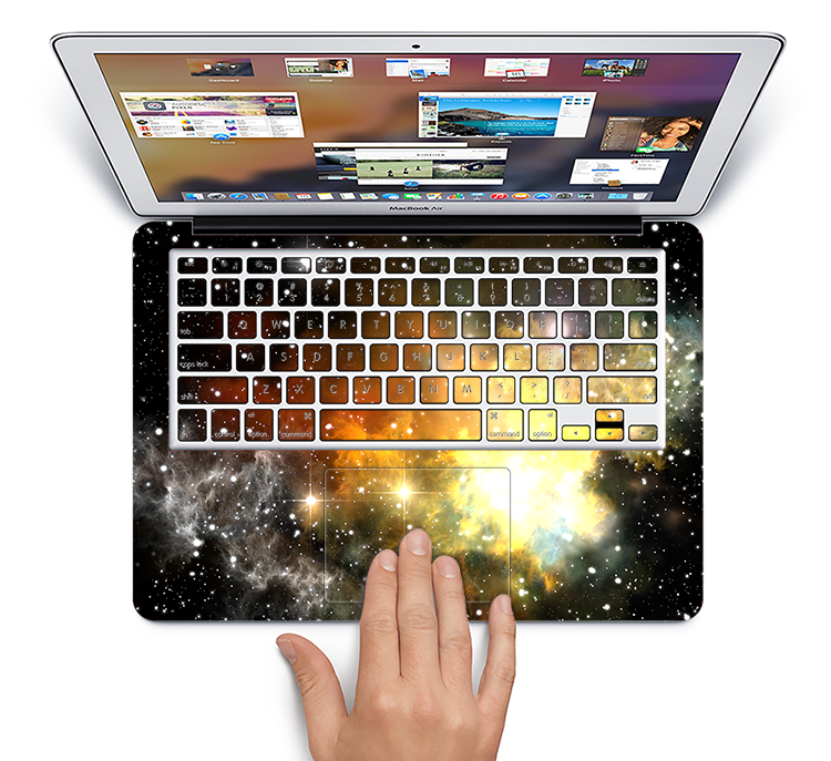 The Glowing Gold & Black Nebula Skin Set for the Apple MacBook Pro 15" with Retina Display