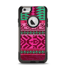 The Glowing Green & Pink Ethnic Aztec Pattern Apple iPhone 6 Otterbox Commuter Case Skin Set