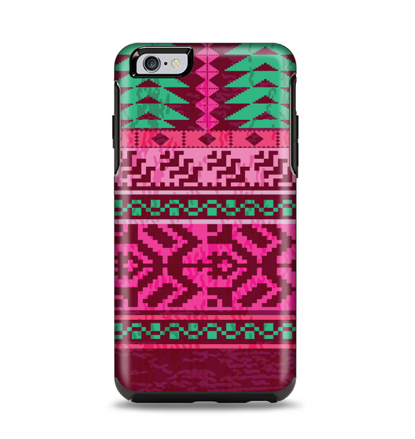 The Glowing Green & Pink Ethnic Aztec Pattern Apple iPhone 6 Plus Otterbox Symmetry Case Skin Set