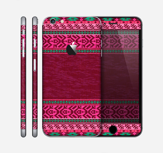 The Glowing Green & Pink Ethnic Aztec Pattern Skin for the Apple iPhone 6 Plus
