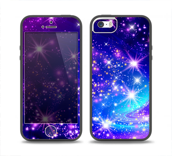 The Glowing Pink & Blue Starry Orbit Skin Set for the iPhone 5-5s Skech Glow Case