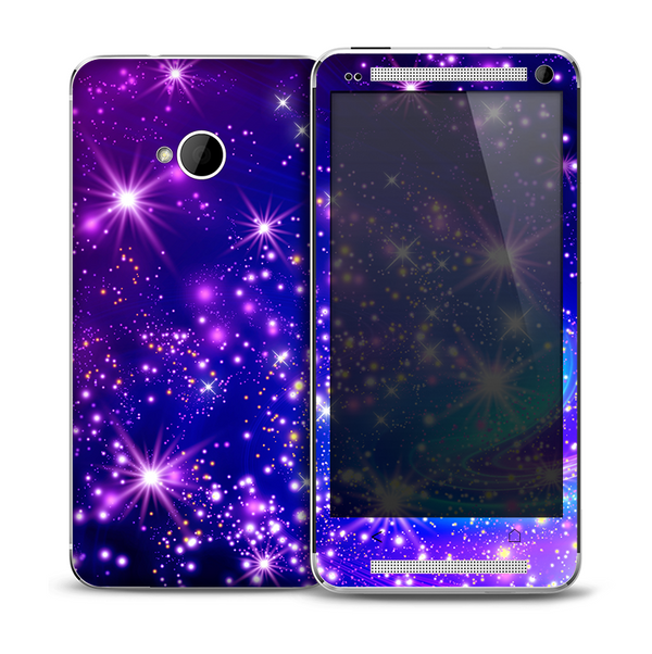 The Glowing Pink & Blue Starry Orbit Skin for the HTC One