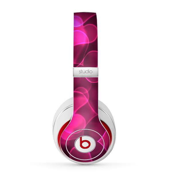 The Glowing Pink Outlined Hearts Skin for the Beats by Dre Studio (2013+ Version) Headphones
