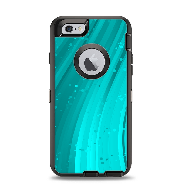 The Glowing Teal Abstract Waves Apple iPhone 6 Otterbox Defender Case Skin Set