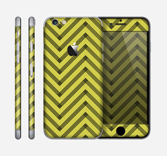 The Gold & Black Sketch Chevron Skin for the Apple iPhone 6
