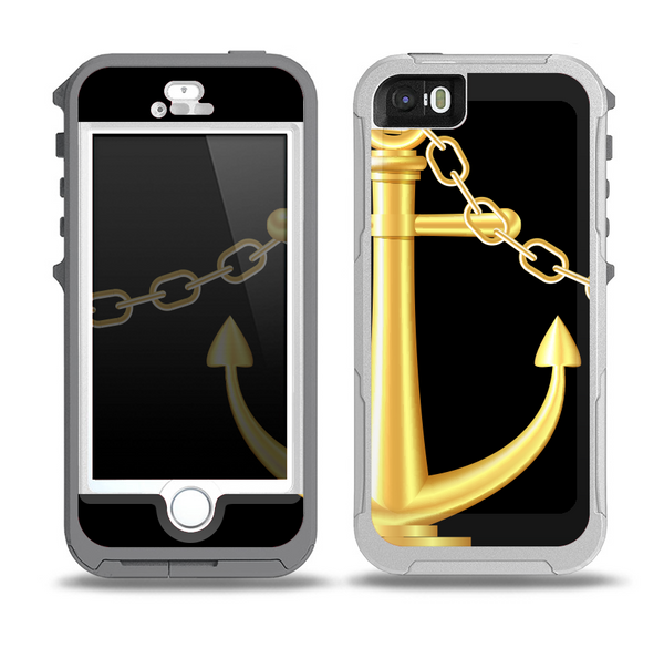 The Gold Linking Chain Anchor Skin for the iPhone 5-5s OtterBox Preserver WaterProof Case