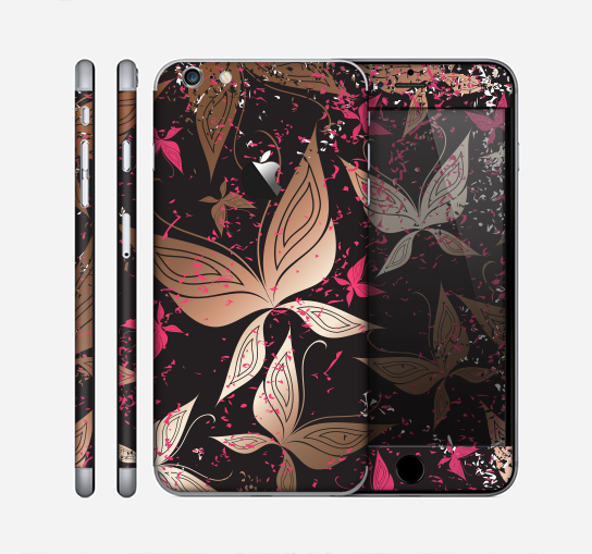 The Gold & Pink Abstract Vector Butterflies Skin for the Apple iPhone 6 Plus