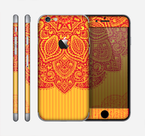 The Gold & Red Abstract Seamless Pattern Skin for the Apple iPhone 6