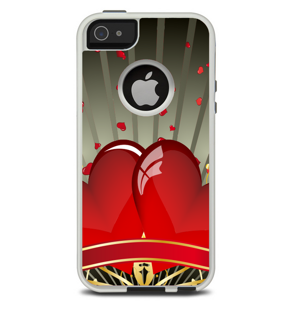 The Gold Ribbon Love Hearts Skin For The iPhone 5-5s Otterbox Commuter Case