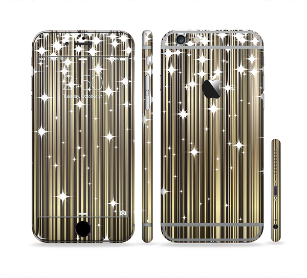 The Gold & White Shimmer Strips Sectioned Skin Series for the Apple iPhone 6 Plus