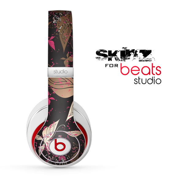 The Gold & Pink Abstract Vector Butterflies Skin for the Beats Studio