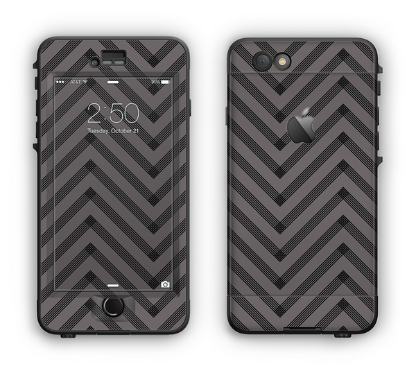 The Gray & Black Sketch Chevron Apple iPhone 6 Plus LifeProof Nuud Case Skin Set