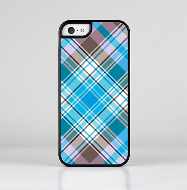 The Gray & Bright Blue Plaid Layered Pattern V5 Skin-Sert for the Apple iPhone 5c Skin-Sert Case