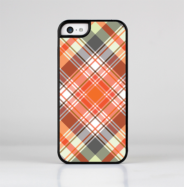 The Gray & Bright Orange Plaid Layered Pattern V5 Skin-Sert for the Apple iPhone 5c Skin-Sert Case
