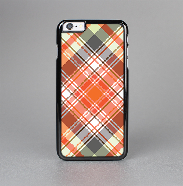The Gray & Bright Orange Plaid Layered Pattern V5 Skin-Sert for the Apple iPhone 6 Plus Skin-Sert Case