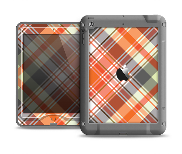 The Gray & Bright Orange Plaid Layered Pattern V5 Apple iPad Air LifeProof Nuud Case Skin Set