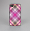 The Gray & Bright Pink Plaid Layered Pattern V5 Skin-Sert for the Apple iPhone 4-4s Skin-Sert Case