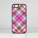 The Gray & Bright Pink Plaid Layered Pattern V5 Skin-Sert for the Apple iPhone 5c Skin-Sert Case