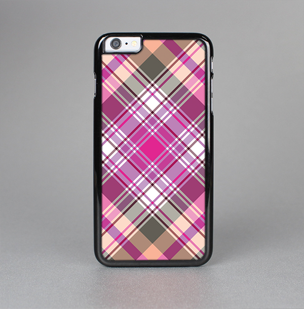 The Gray & Bright Pink Plaid Layered Pattern V5 Skin-Sert for the Apple iPhone 6 Plus Skin-Sert Case