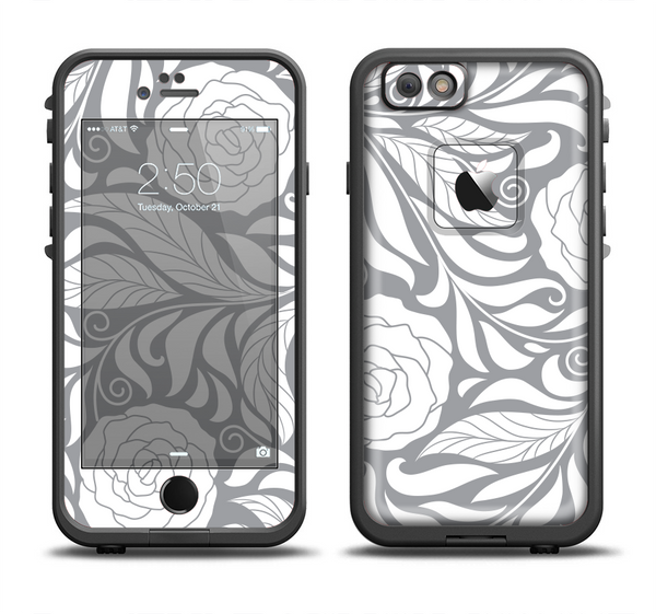The Gray Floral Pattern V3 Apple iPhone 6/6s LifeProof Fre Case Skin Set