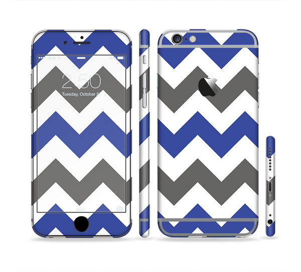 The Gray & Navy Blue Chevron Sectioned Skin Series for the Apple iPhone 6