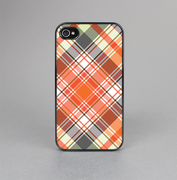 The Gray & Orange Plaid Layered Pattern V5 Skin-Sert for the Apple iPhone 4-4s Skin-Sert Case