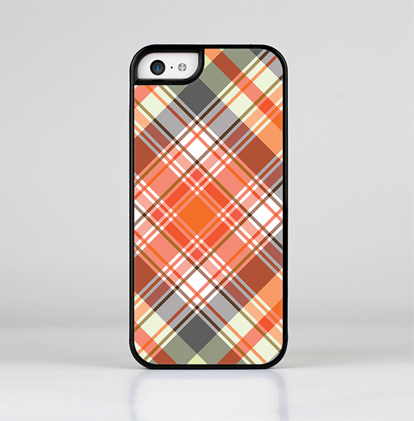 The Gray & Orange Plaid Layered Pattern V5 Skin-Sert for the Apple iPhone 5c Skin-Sert Case