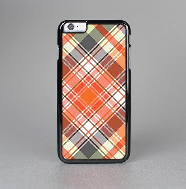 The Gray & Orange Plaid Layered Pattern V5 Skin-Sert for the Apple iPhone 6 Plus Skin-Sert Case