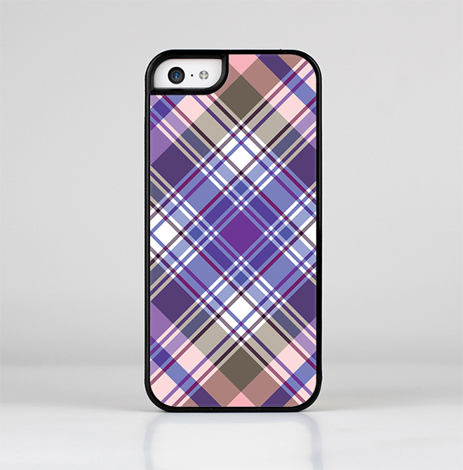 The Gray & Purple Plaid Layered Pattern V5 Skin-Sert for the Apple iPhone 5c Skin-Sert Case