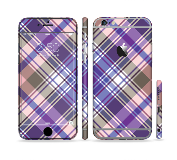 The Gray & Purple Plaid Layered Pattern V5 Sectioned Skin Series for the Apple iPhone 6s