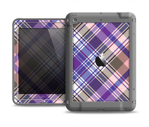 The Gray & Purple Plaid Layered Pattern V5 Apple iPad Air LifeProof Fre Case Skin Set