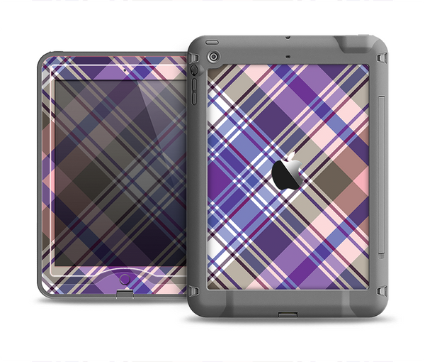 The Gray & Purple Plaid Layered Pattern V5 Apple iPad Air LifeProof Nuud Case Skin Set