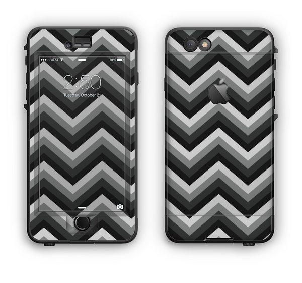 The Gray Toned Layered CHevron Pattern Apple iPhone 6 Plus LifeProof Nuud Case Skin Set