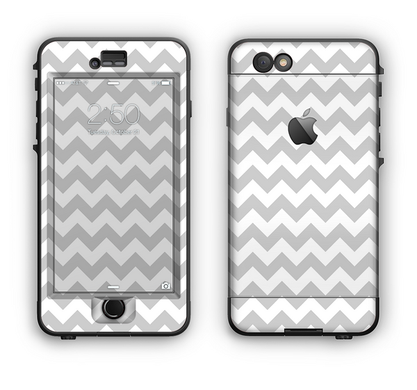 The Gray & White Chevron Pattern Apple iPhone 6 Plus LifeProof Nuud Case Skin Set