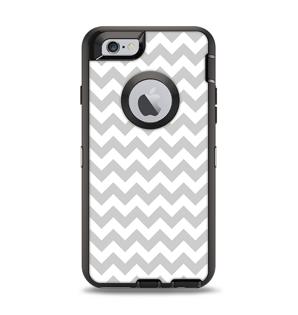 The Gray & White Chevron Pattern Apple iPhone 6 Otterbox Defender Case Skin Set