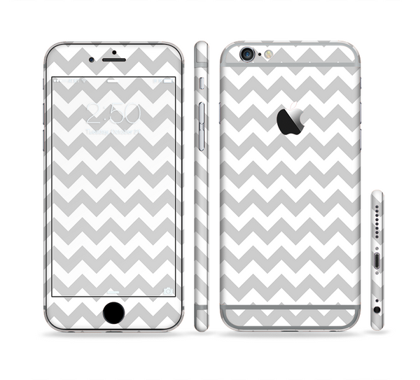 The Gray & White Chevron Pattern Sectioned Skin Series for the Apple iPhone 6