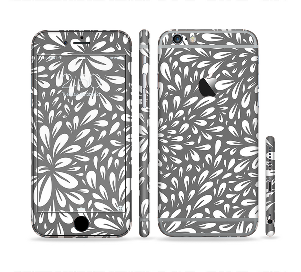 The Gray & White Floral Sprout Sectioned Skin Series for the Apple iPhone 6