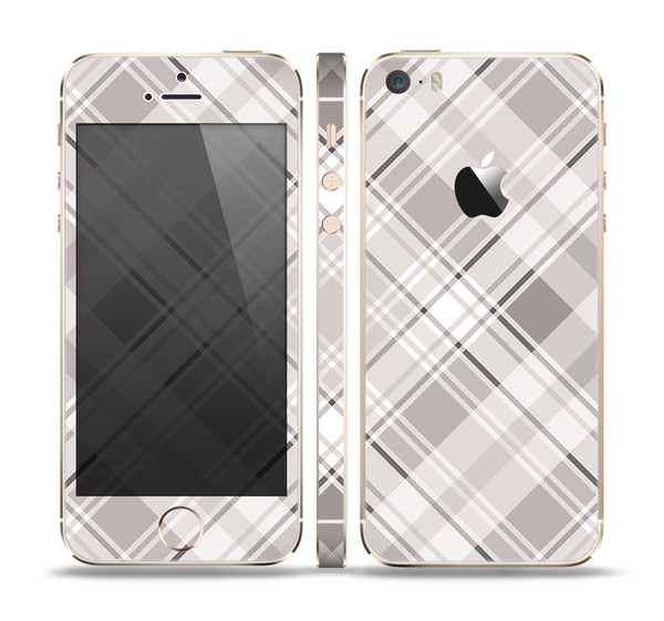 The Gray & White Plaid Layered Pattern V5 Skin Set for the Apple iPhone 5s
