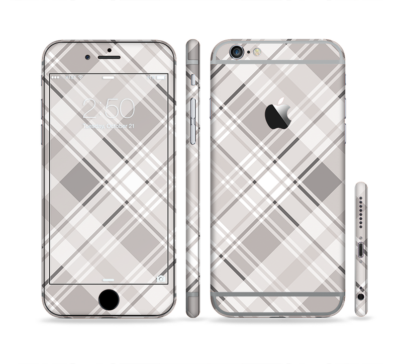 The Gray & White Plaid Layered Pattern V5 Sectioned Skin Series for the Apple iPhone 6s