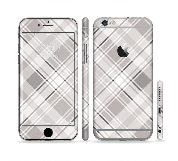 The Gray & White Plaid Layered Pattern V5 Sectioned Skin Series for the Apple iPhone 6s Plus