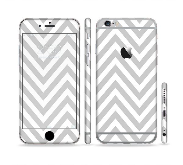 The Gray & White Sharp Chevron Pattern Sectioned Skin Series for the Apple iPhone 6