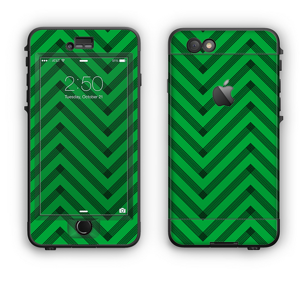 The Green & Black Sketch Chevron Apple iPhone 6 Plus LifeProof Nuud Case Skin Set